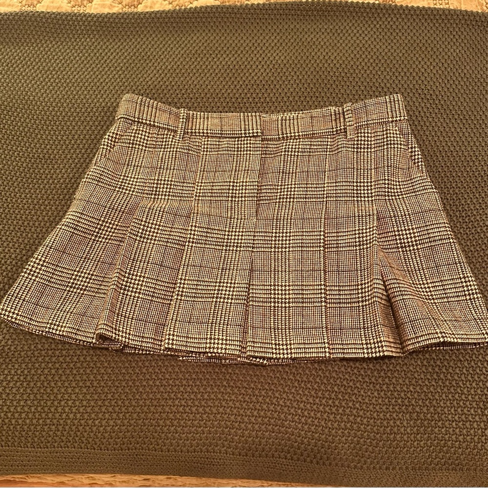 MANGO - glen plaid pleated miniskirt